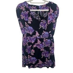 Free People Purple Floral Mini Cap Sleeve Dress Size Medium